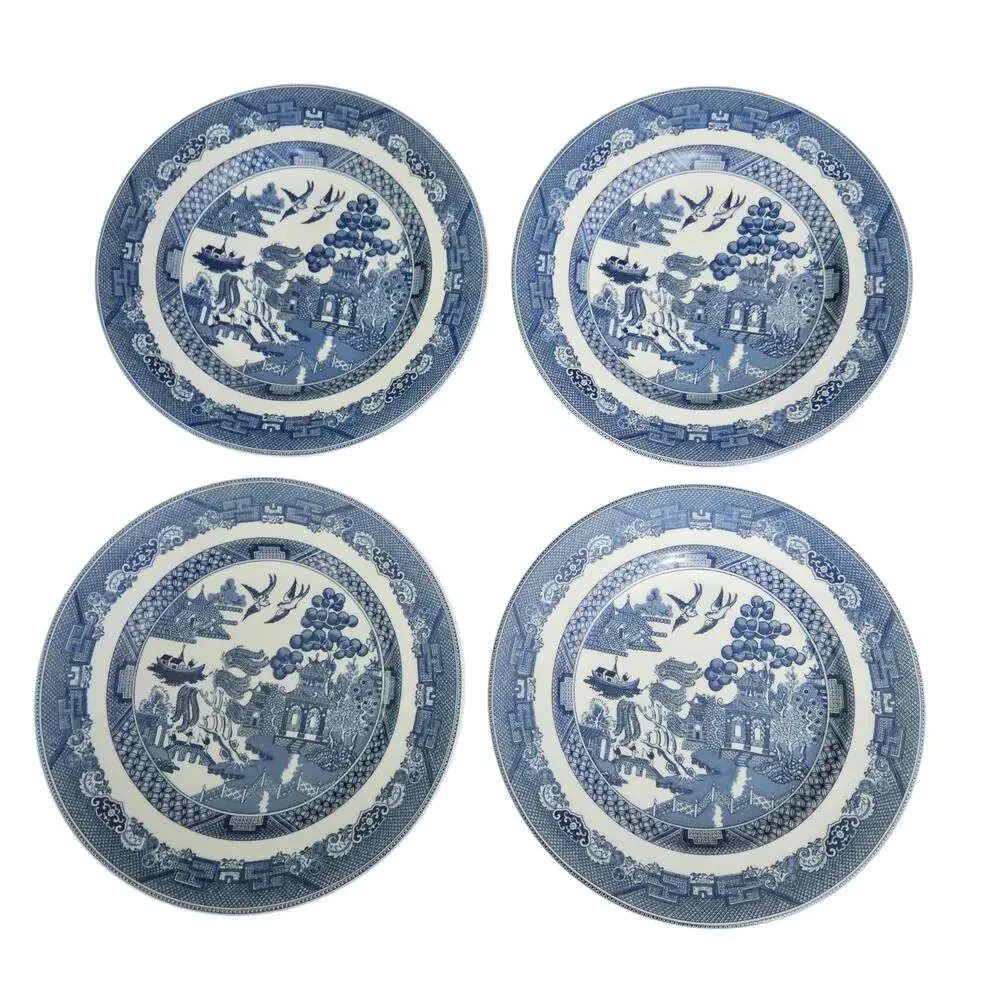 Johnson Bros Blue Willow Salad Plates Set of 4 Made in England Blue White China